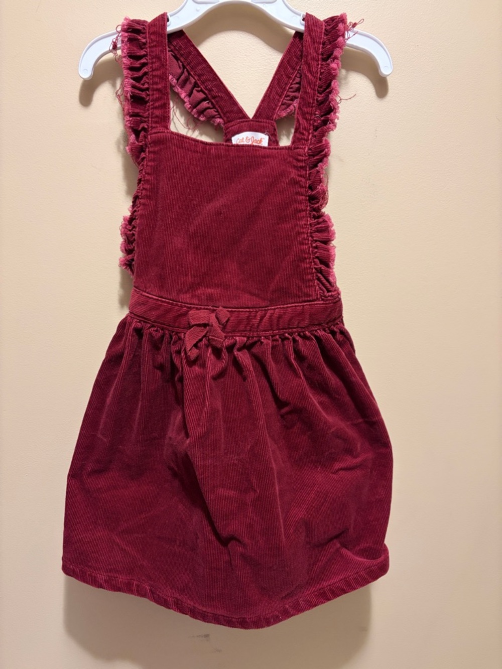 Cat & Jack Burgundy Corduroy Ruffle Strap Pinafore
